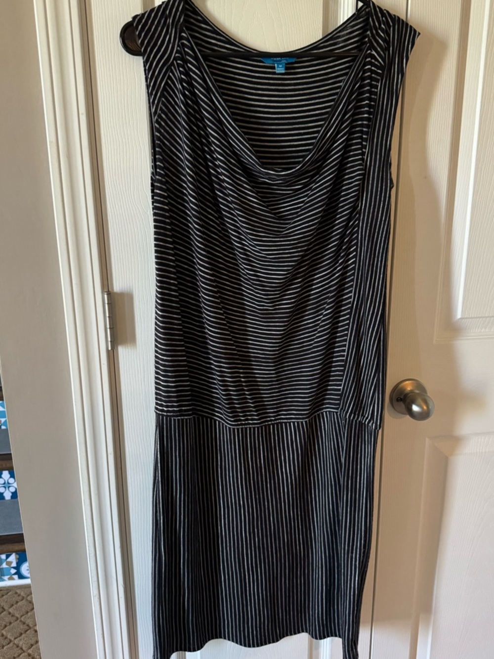 Derek Lam Black and White Striped Sleeveless Midi Dress